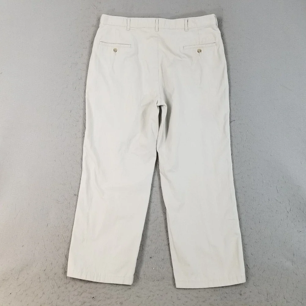 Polo Ralph Lauren Pants Mens 36x29 Cream Pleated Chino Cotton Twill Straight Leg